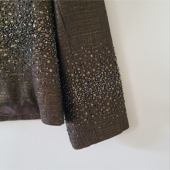 Carmen Marc Valvo Olive Green Embelished Evening Jacket size 16 - Picture 8 of 10